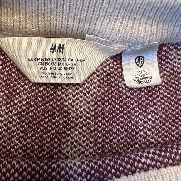 Harry Potter Hogwarts Argyle Cropped Long Sleeve Girls Sweater Size 10/12 H&M - Picture 7 of 10
